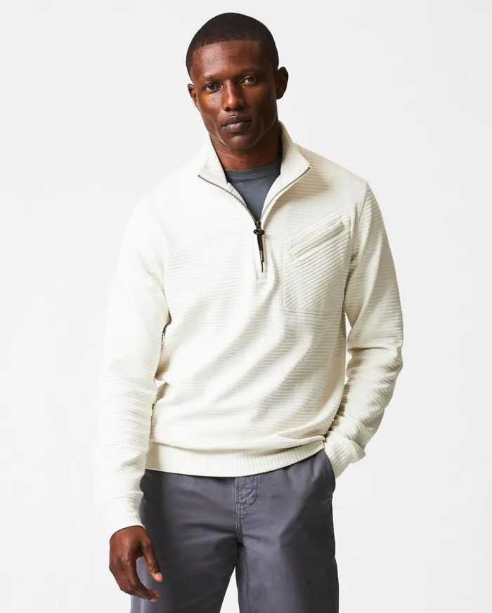Sweaters and Sweatshirts Men Billy Reid Quilted Half Zip Tinted White