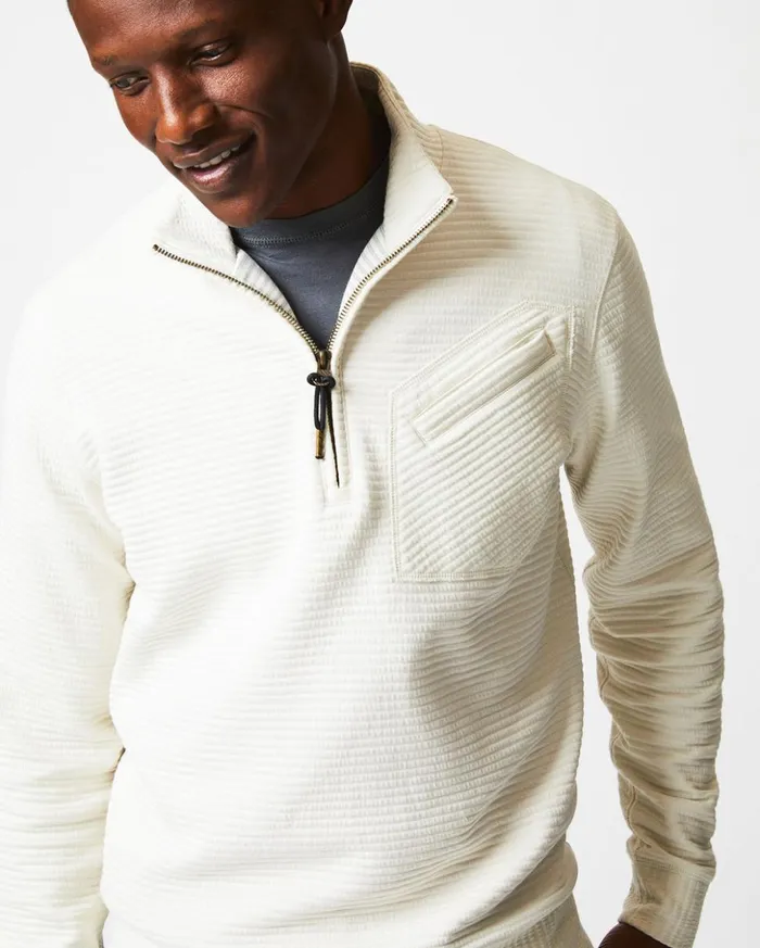 Sweaters and Sweatshirts Men Billy Reid Quilted Half Zip Tinted White