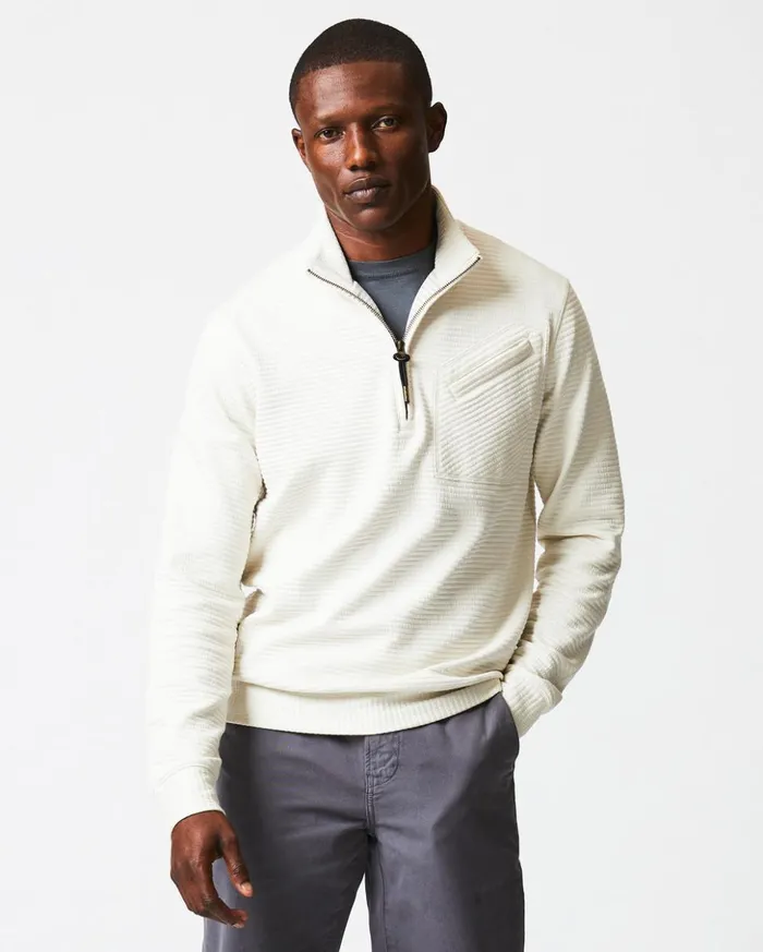 Sweaters and Sweatshirts Men Billy Reid Quilted Half Zip Tinted White