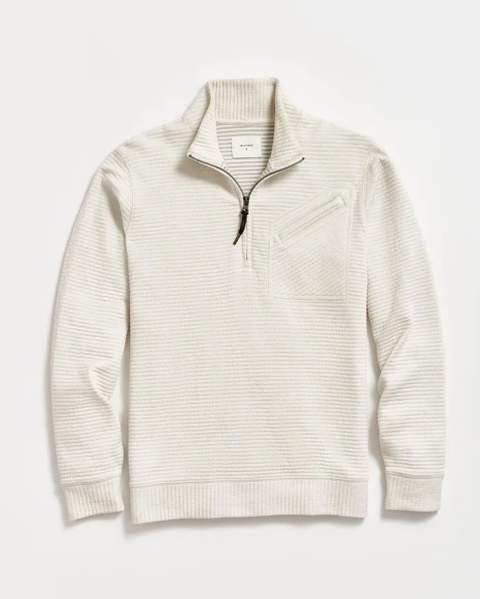 Sweaters and Sweatshirts Men Billy Reid Quilted Half Zip Tinted White
