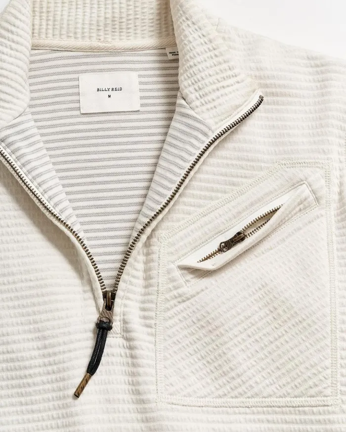 Sweaters and Sweatshirts Men Billy Reid Quilted Half Zip Tinted White