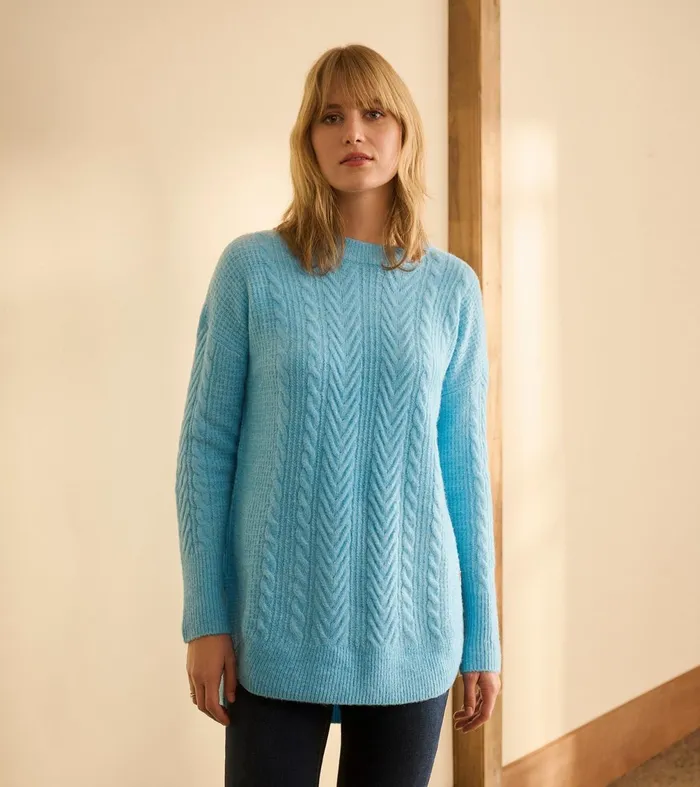 Sweaters Women Hatley Cable Knit Tunic 8211 Sky Blue