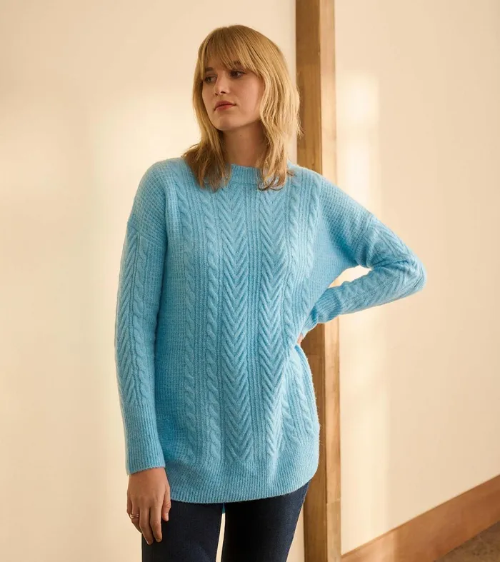 Sweaters Women Hatley Cable Knit Tunic 8211 Sky Blue