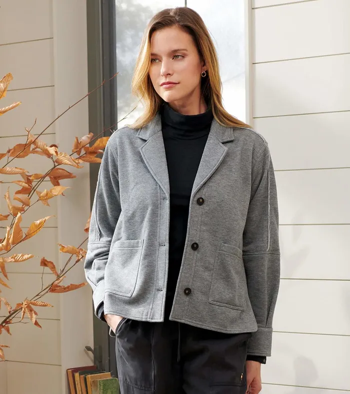 Sweaters Women Hatley Emily Relaxed Blazer 8211 Charcoal Melange