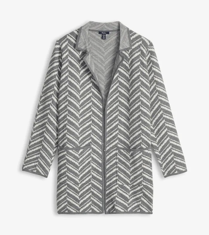 Sweaters Women Hatley Sweater Blazer 8211 Grey Chevron