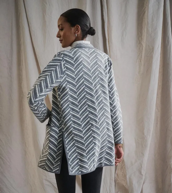 Sweaters Women Hatley Sweater Blazer 8211 Grey Chevron