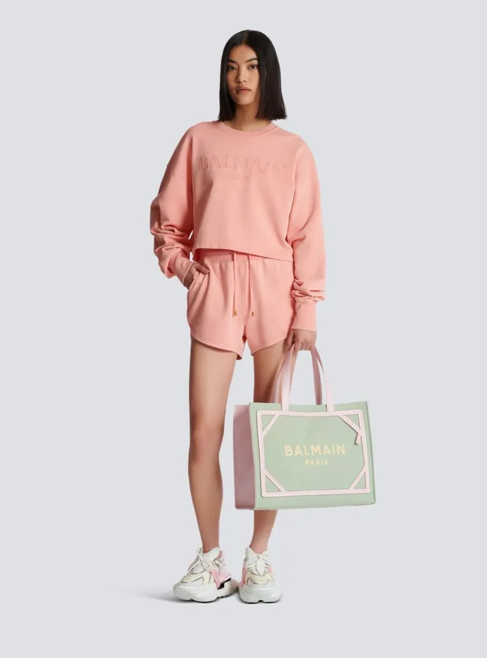 Sweatshirt With Vintage Embroidery Pink Women Balmain Sweatshirts