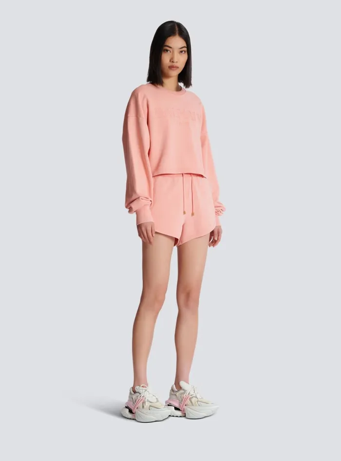 Sweatshirt With Vintage Embroidery Pink Women Balmain Sweatshirts