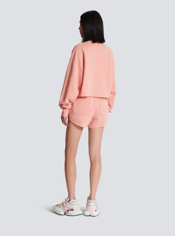 Sweatshirt With Vintage Embroidery Pink Women Balmain Sweatshirts