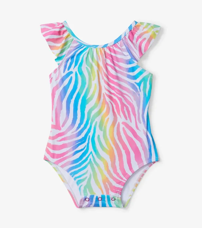 Swimwear Baby and Toddler Hatley Rainbow Zebra Baby Ruffle Swimsuit
