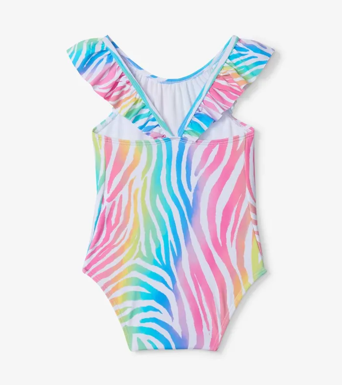 Swimwear Baby and Toddler Hatley Rainbow Zebra Baby Ruffle Swimsuit