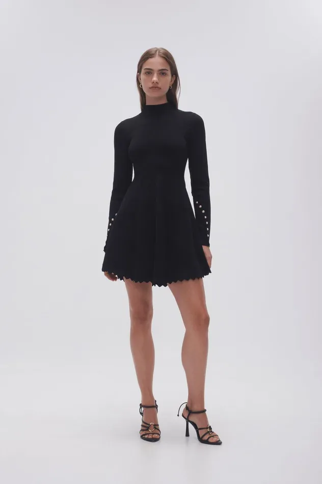 Sylvia Knit Mini Dress Black Women Aje Body 038 Crepe Knit