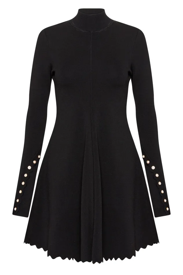 Sylvia Knit Mini Dress Black Women Aje Body 038 Crepe Knit