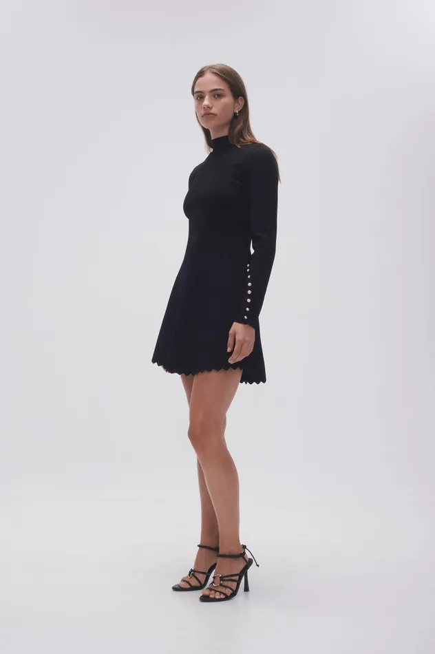 Sylvia Knit Mini Dress Black Women Aje Body 038 Crepe Knit