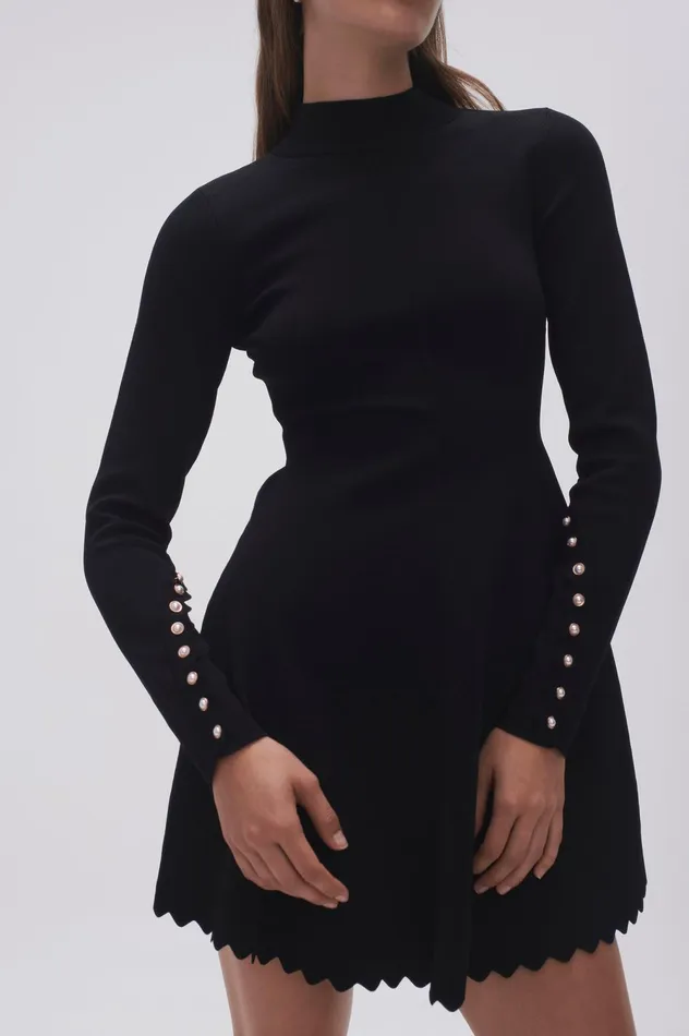 Sylvia Knit Mini Dress Black Women Aje Body 038 Crepe Knit