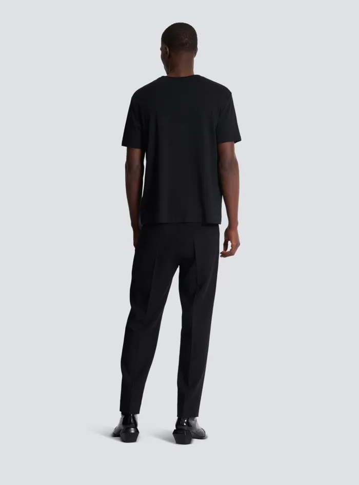Tshirt With Embroidery On The Neckline Black Men Balmain TShirts