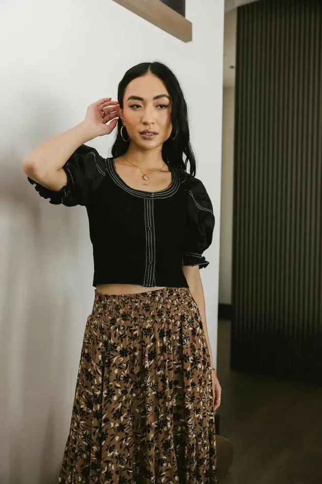 Tasha Contrast Top Black Women Bohme Tops