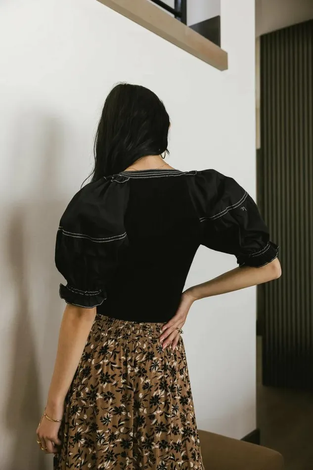 Tasha Contrast Top Black Women Bohme Tops