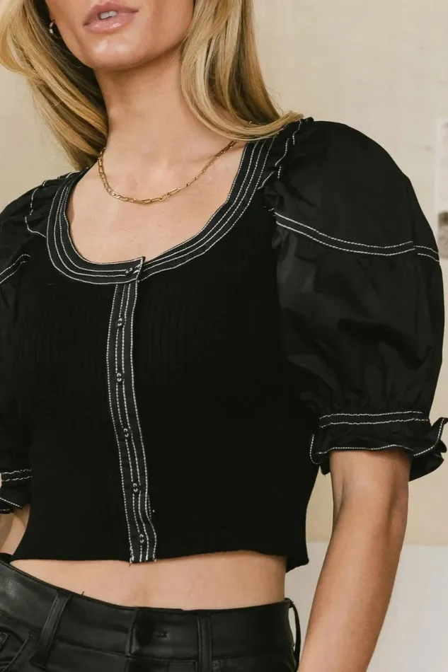 Tasha Contrast Top Black Women Bohme Tops