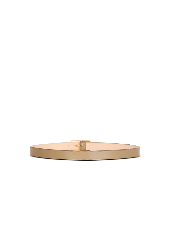 Thin Signature Calfskin Belt Brown Women Balmain Belts