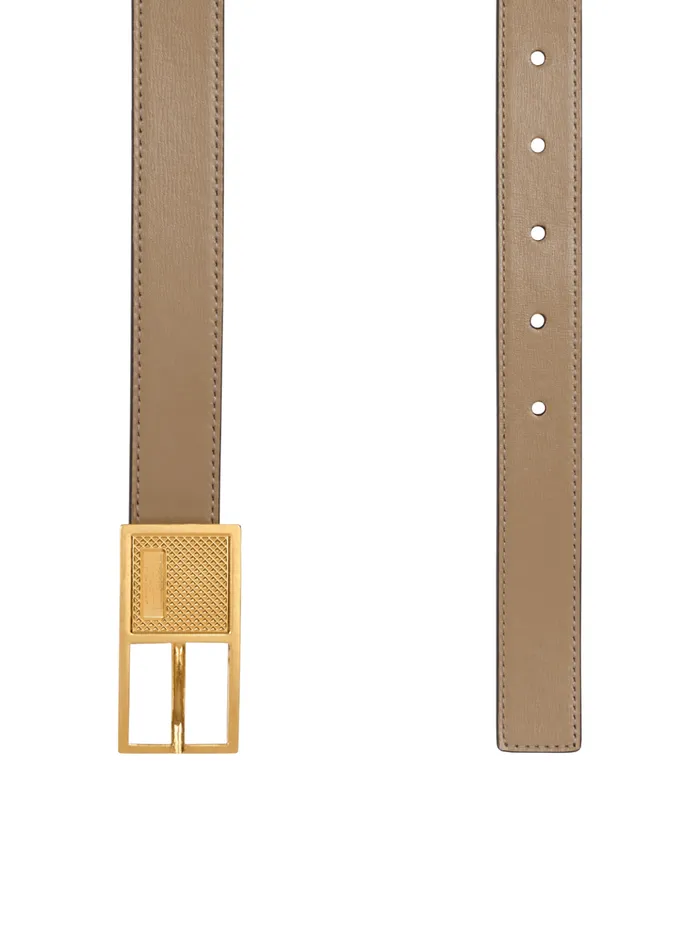 Thin Signature Calfskin Belt Brown Women Balmain Belts