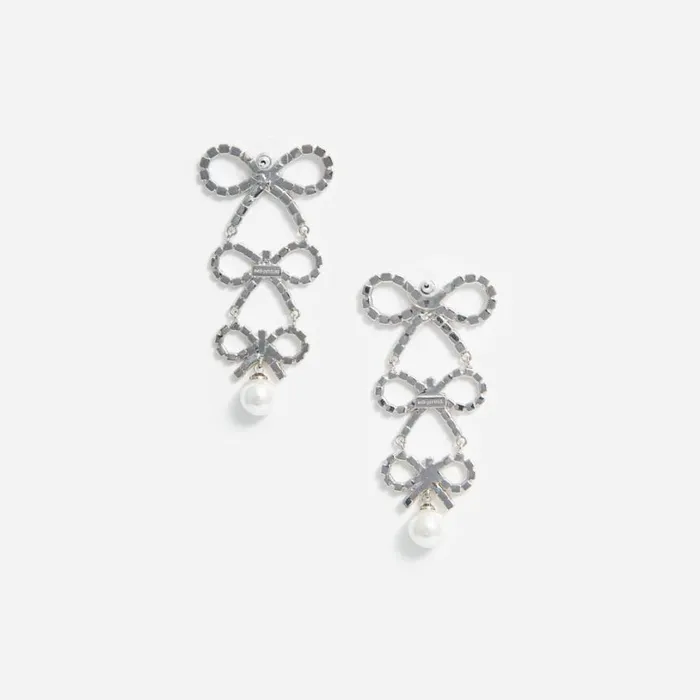 Tiered Crystal Bow Earrings Women Self Portrait Jewellery
