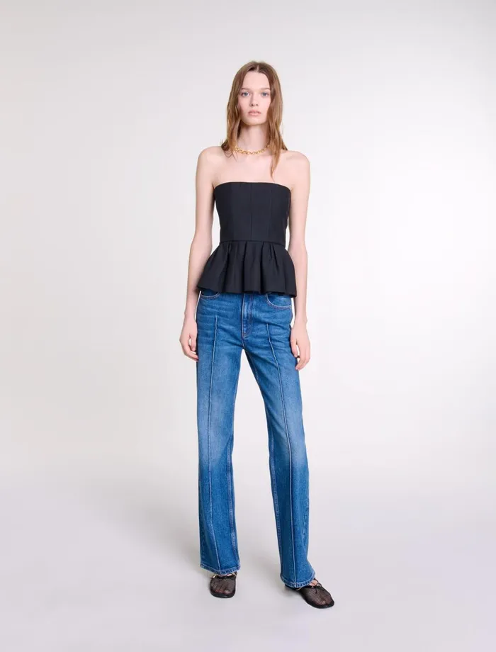 Tops and Shirts Women Maje Bustier Top With Basque Black