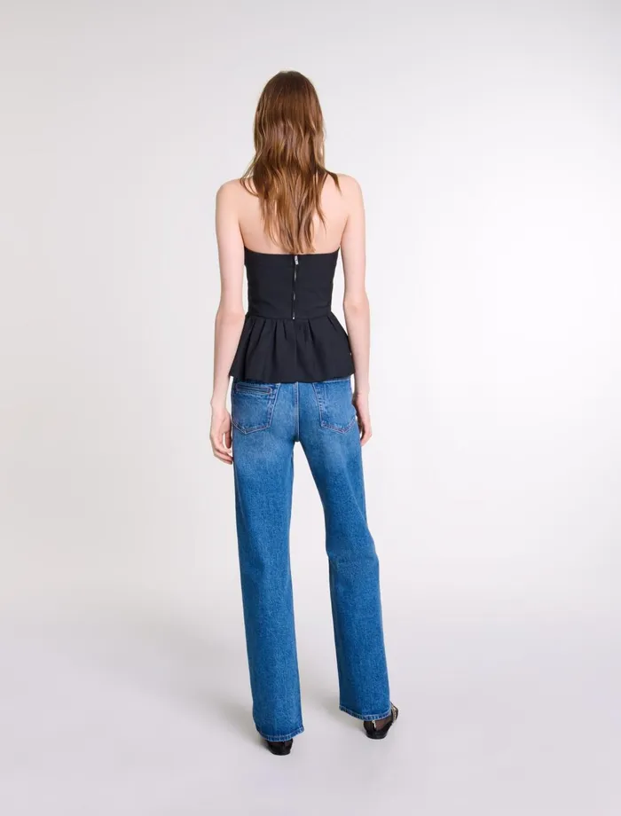 Tops and Shirts Women Maje Bustier Top With Basque Black