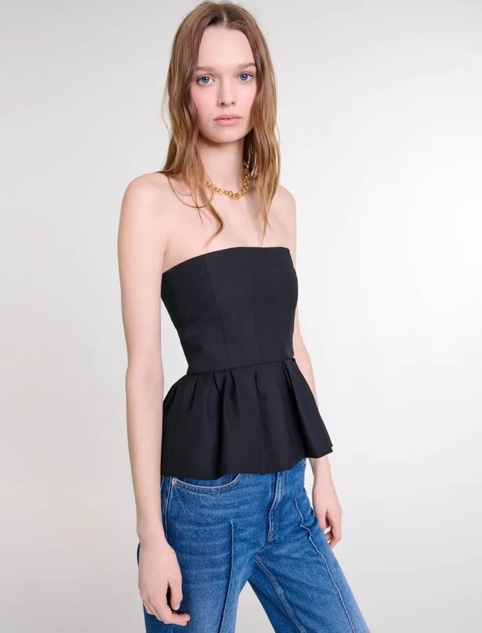 Tops and Shirts Women Maje Bustier Top With Basque Black