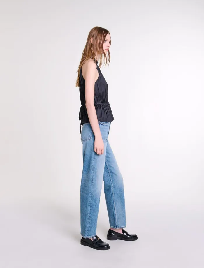 Tops and Shirts Women Maje Pleated Satin Top Black