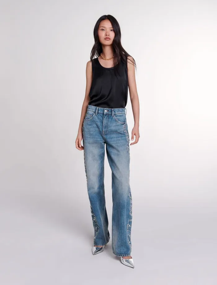 Tops and Shirts Women Maje Silk Tank Top Black