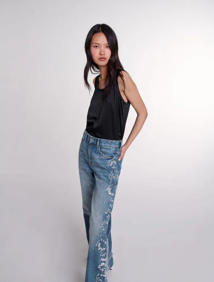 Tops and Shirts Women Maje Silk Tank Top Black
