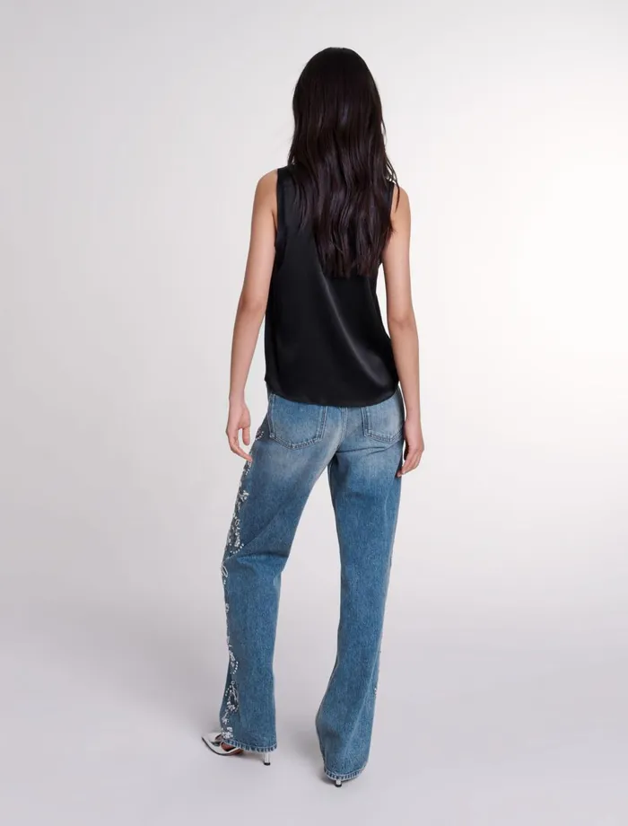Tops and Shirts Women Maje Silk Tank Top Black