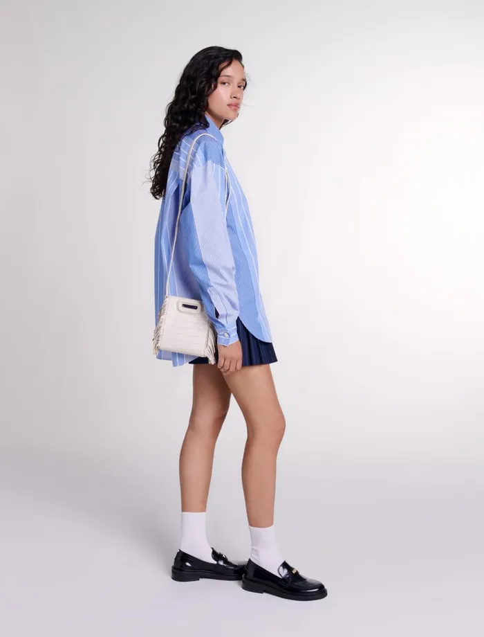 Tops and Shirts Women Maje Striped Patchwork Shirt Blue And White Stripe