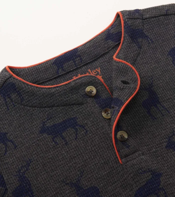 Tops Boys Hatley Boys Blue Elks Long Sleeve Henley TShirt