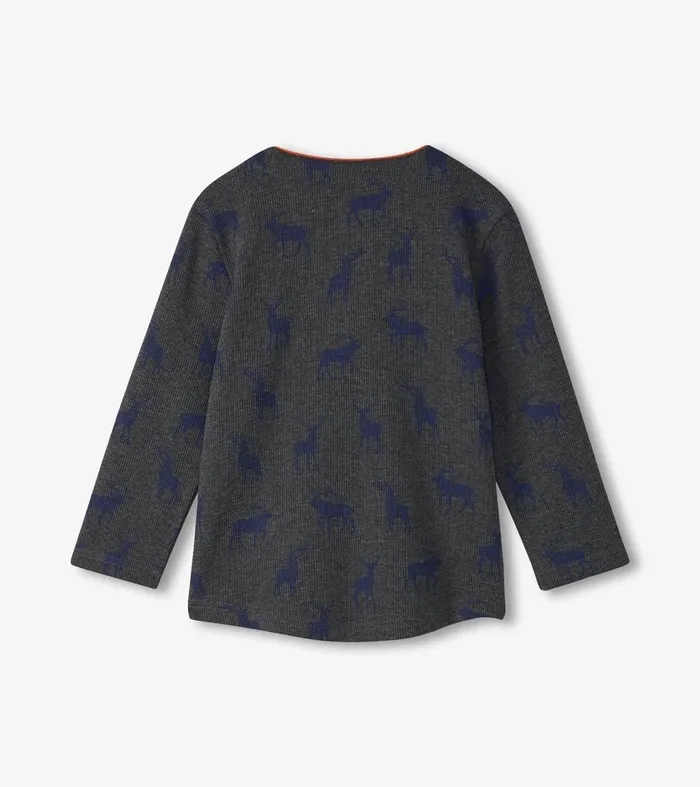 Tops Boys Hatley Boys Blue Elks Long Sleeve Henley TShirt
