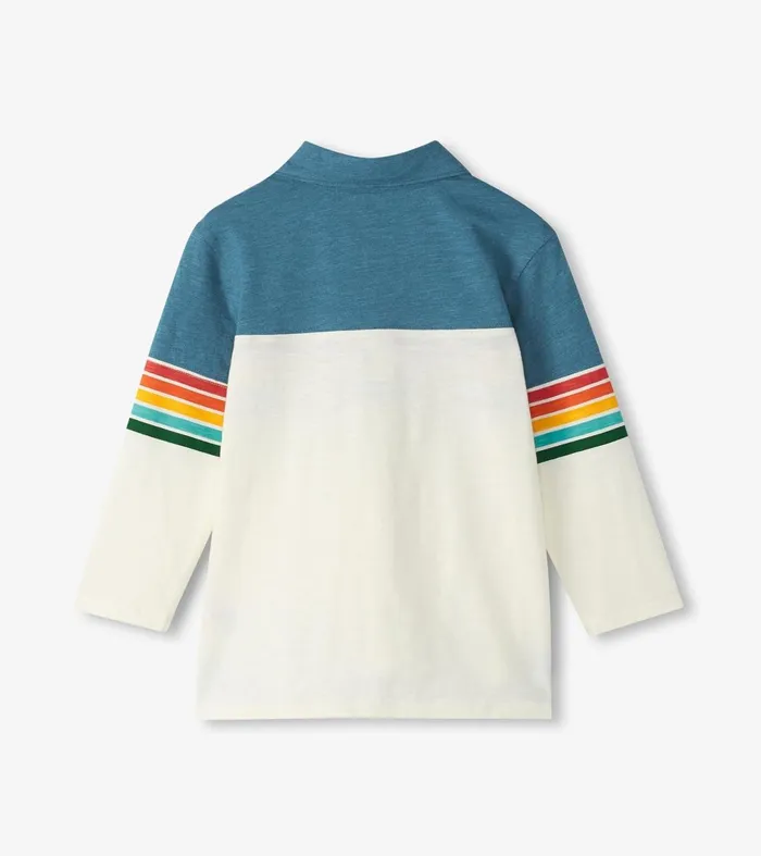 Tops Boys Hatley Boys Retro Stripes Long Sleeve Panelled Polo