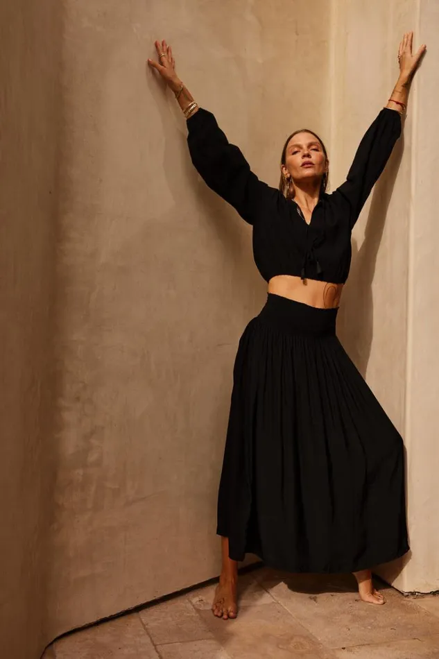 Tops Shop Natalie Martin AMELIA TOP Black Flat Cotton