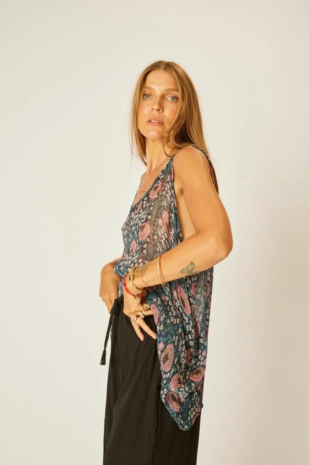 Tops Shop Natalie Martin ARIANA TANK Vintage Flowers Indigo