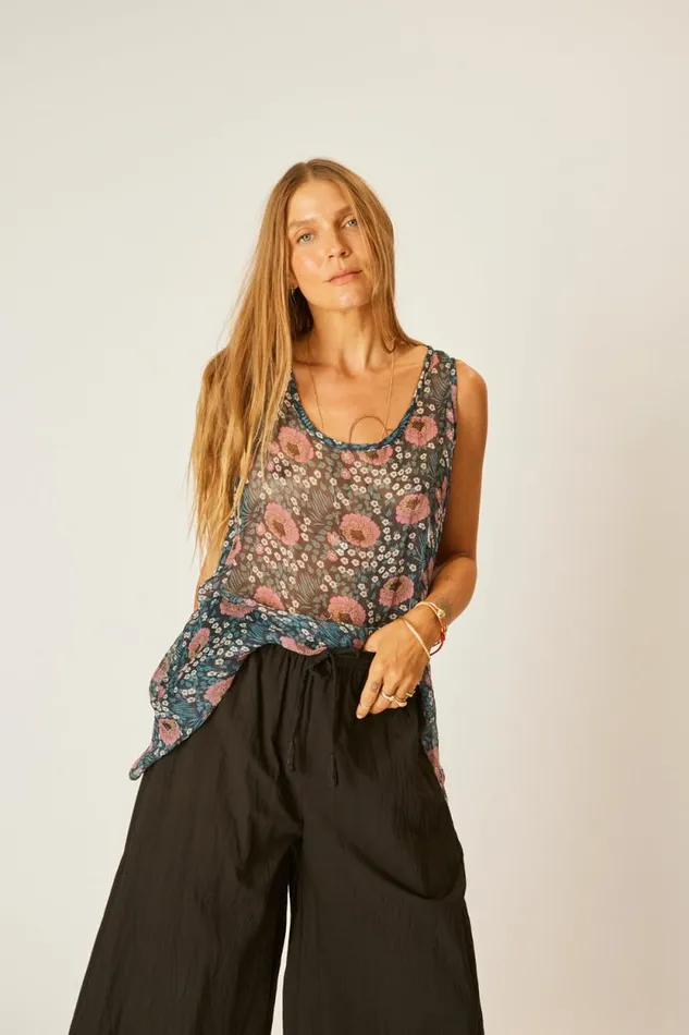 Tops Shop Natalie Martin ARIANA TANK Vintage Flowers Indigo