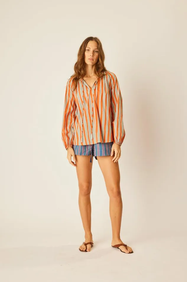 Tops Shop Natalie Martin PENNY BLOUSE Batik Stripe Sage