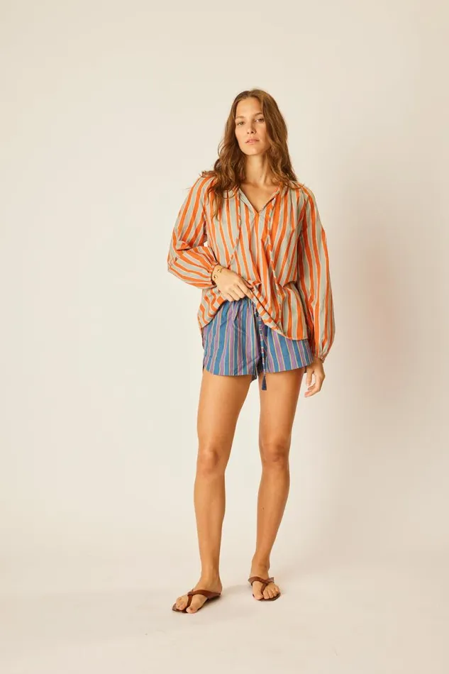 Tops Shop Natalie Martin PENNY BLOUSE Batik Stripe Sage
