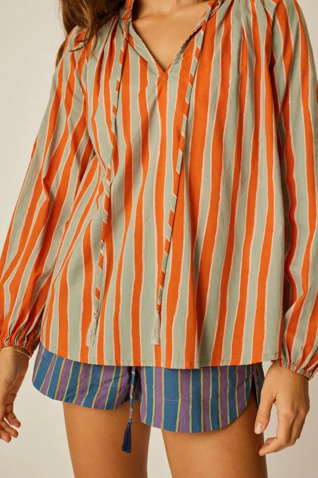 Tops Shop Natalie Martin PENNY BLOUSE Batik Stripe Sage