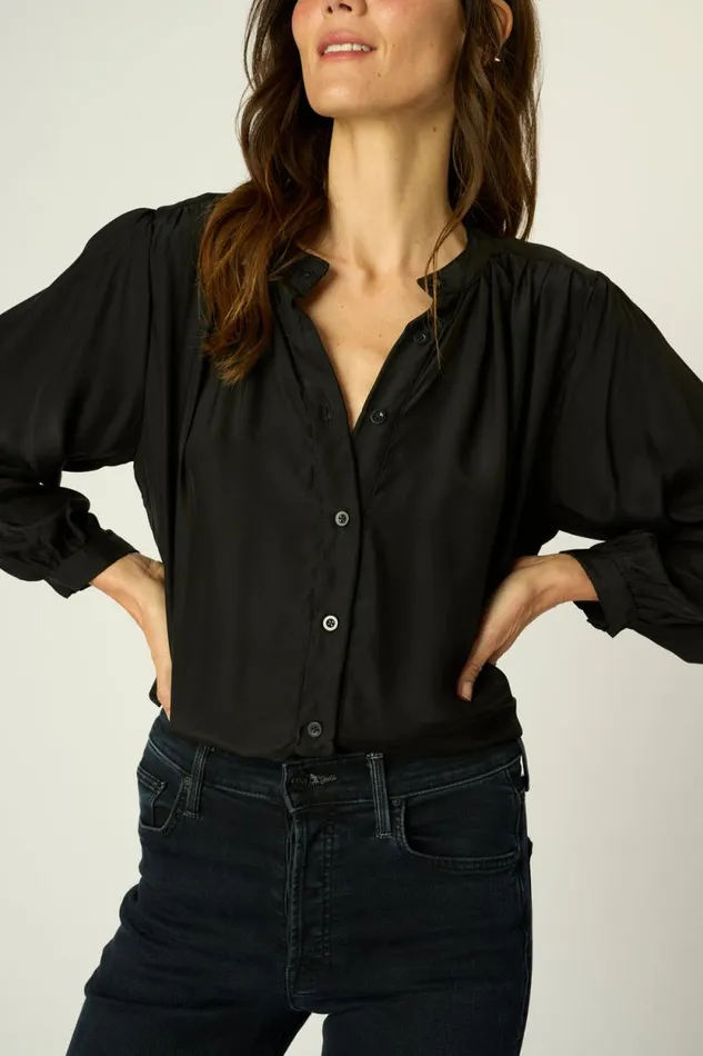 Tops Shop Natalie Martin TOLAN SHIRT Black Silk