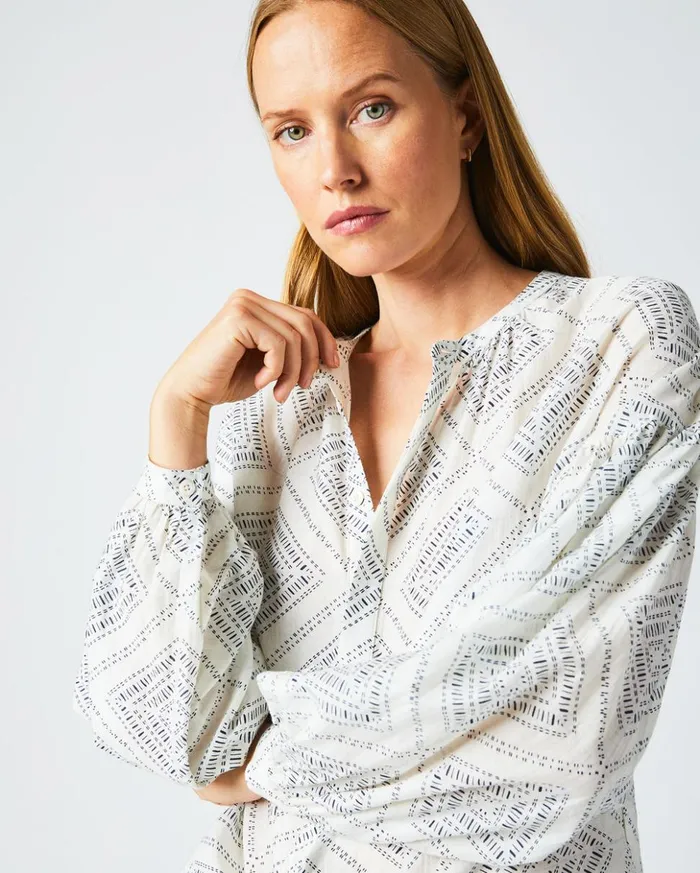 Tops Women Billy Reid Poet Blouse Whiteblue