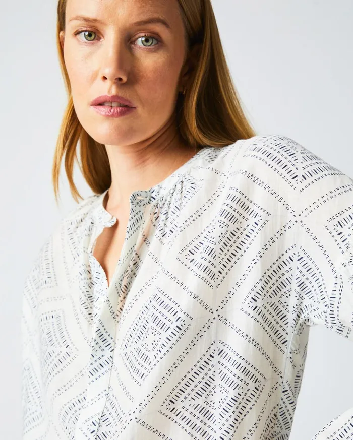 Tops Women Billy Reid Poet Blouse Whiteblue