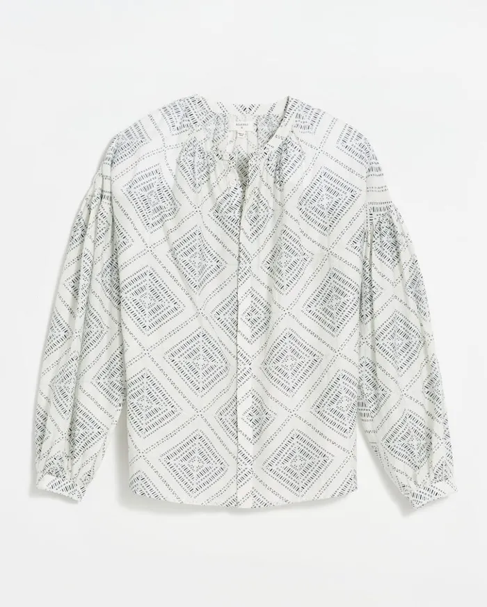 Tops Women Billy Reid Poet Blouse Whiteblue