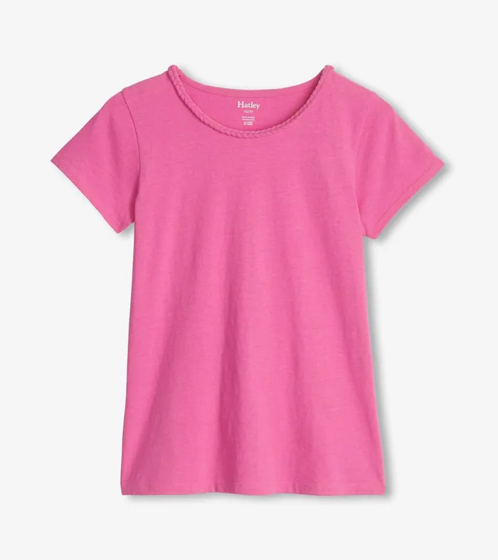Tops Women Hatley Braided Neck Tee 8211 Phlox Pink