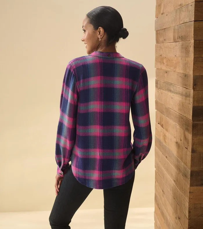 Tops Women Hatley Lila Button Down 8211 Fuchsia Plaid