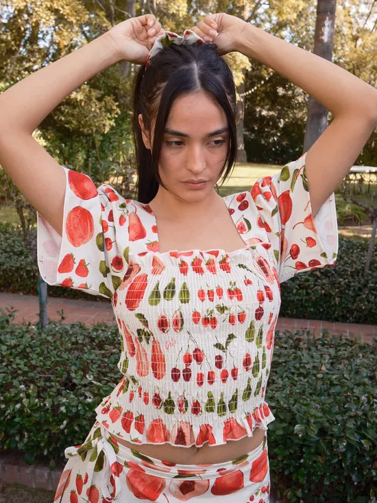 Tops Women Toni Smocked Top Fruit Print Lisa Says Gah